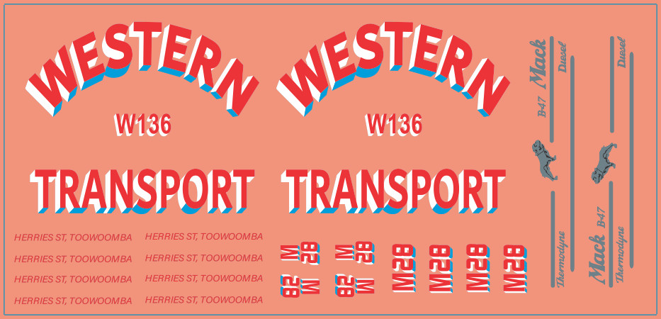 Western Transport Mack B-47 “Western Transport” – Multi-Scale Waterslide Decals