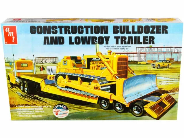 AMT 1:25 SCALE Lowboy Trailer & Bulldozer Combo Kit #1218~NEW in BOX