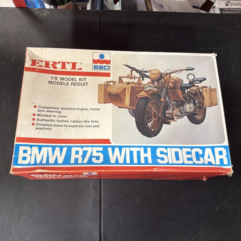 1/9 Esci BMW R75 Motorcycle w/ Sidecar #7001 Complete w/ Decals & Sealed Bags
