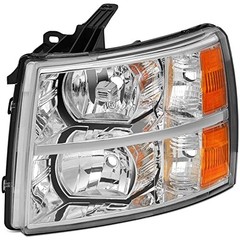 Headlight Assembly Compatible with 2007-2013 Chevy Silverado 1500, Chrome Amber