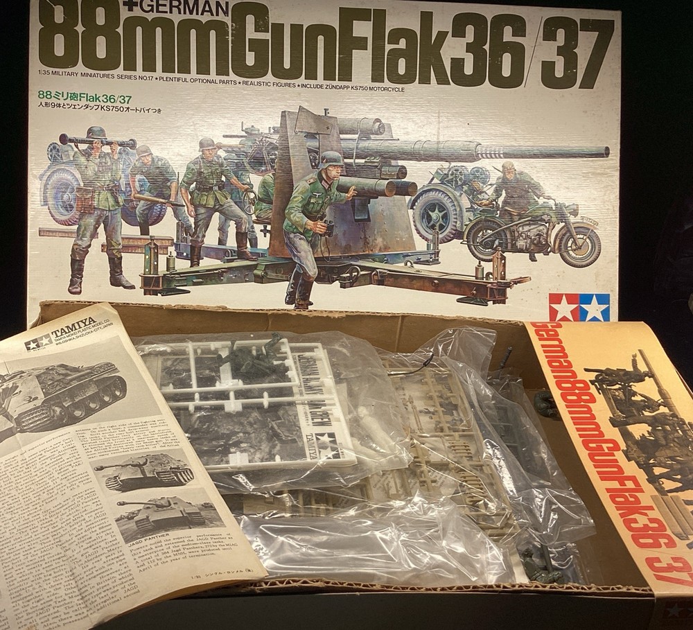 Tamiya 88mm Gun Flak 36/37 1/35 model kit. NIB never started, Kit #MM117-998