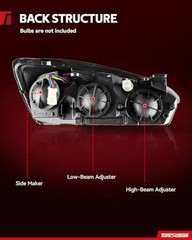 Headlight Assembly Compatible with 2004 2005 Amber-Chrome/for 2004-2007 Malibu