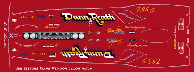Dunn & Reath Barracuda Drag NHRA 1/18th Scale Waterslide Decals