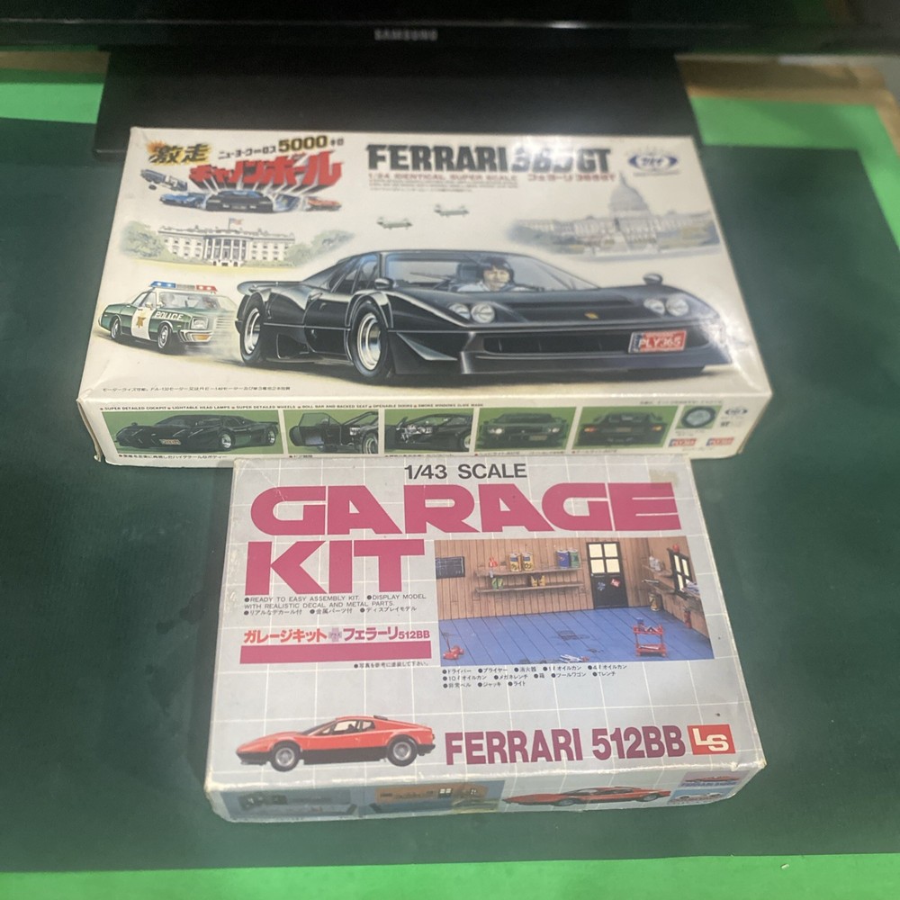 Lot of 2 – Marui Tilt 1/24 Ferrari 365 GT & LS 1/43 Ferrari 512BB Kits – NIB