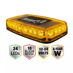 11 In. Rectangular Multi-Mount 24 LED Mini Light Bar Emergency Warning Flash for