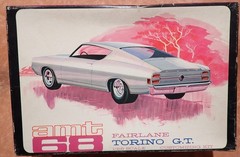 AMT 1968 Ford Fairlane Torino GT model kit unbuilt 60s issue screw bottom