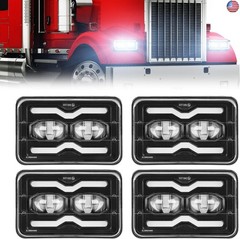 SUPAREE 4PCS 4×6 LED Headlights: DOT Rectangular Truck LED Headlights with