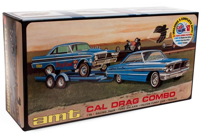 1:25 AMT CAL DRAG COMBO Ford Galaxie Falcon FC Trailer Plastic Model Kit *MISB*