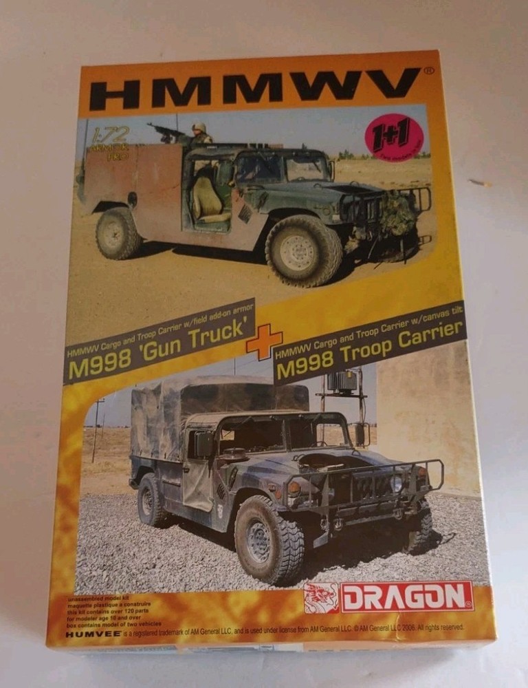 Dragon #7296 HMMWV-M1045 TOW + M1046 TOW w/ASK 1:72 Scale Open Box-NOS