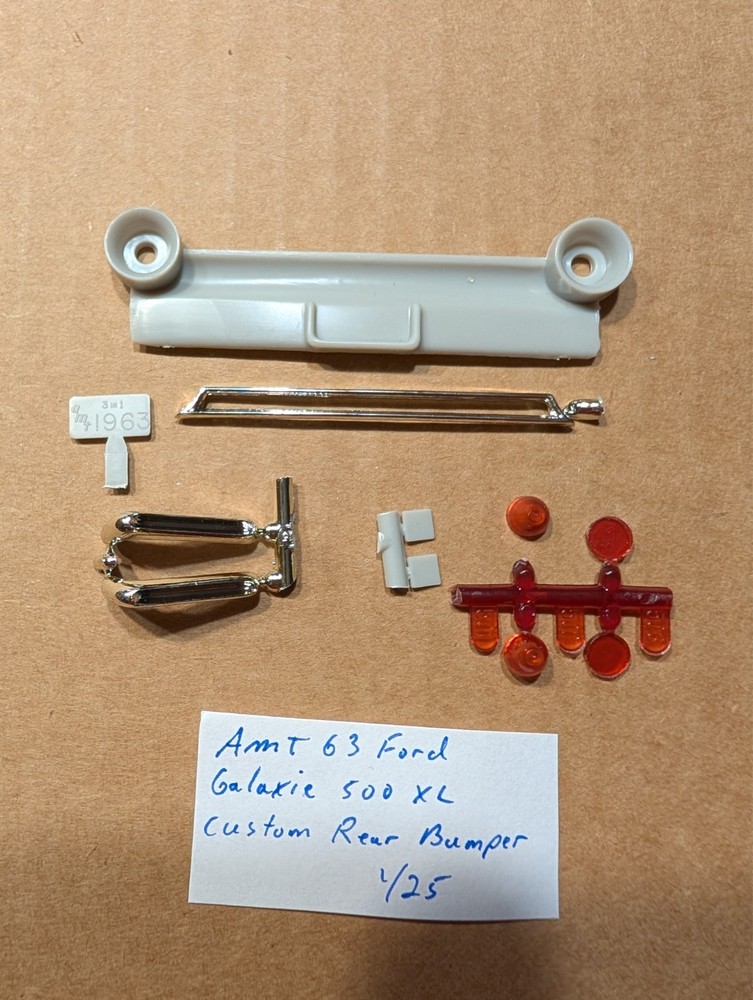 AMT 63 FORD GALAXIE 500 XL MILD CUSTOM REAR BUMPER NEW! 1/25