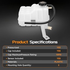 Engine Coolant Overflow Recovery Reservoir Tank with Sensor & Cap CTR8020-FBA