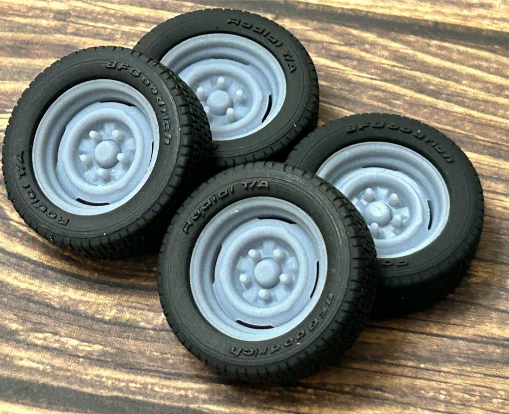 1/24 Scale: 17-inch “OEM Steel” Wheels/tires for Model Car.Resin; 1/25