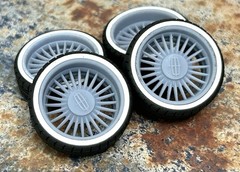 Resin 22 In. “Lincoln 3” Restomod Wheels, W/ One Inch Whitewalls,1/24 1/25 Scale