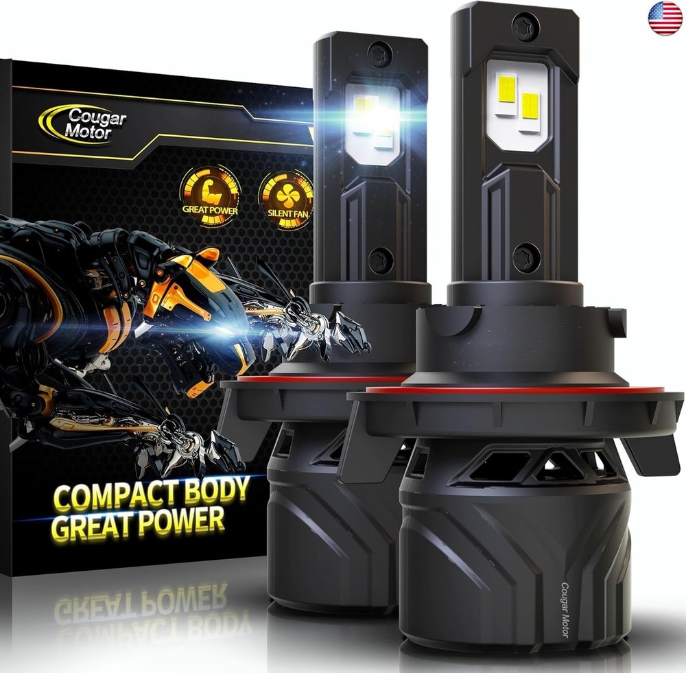 Cougar Motor H13 Bulbs, 9008 Fog Lights 6500K White Non-Polarity H13 Fog Bulb
