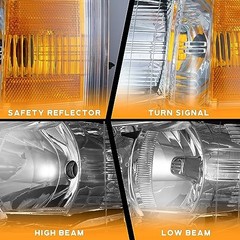 Headlights for OE Replacement Clear Lens I Chrome housing I Amber Reflector