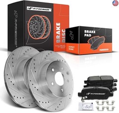 A-Premium 12.13 inch (308mm) Rear Drilled and Slotted Disc Brake Rotors +