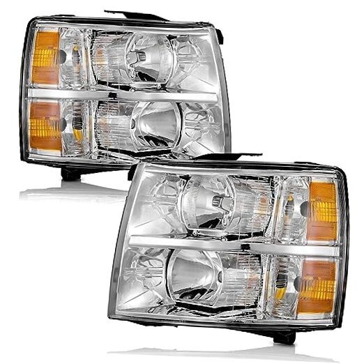 Headlights for OE Replacement Clear Lens I Chrome housing I Amber Reflector