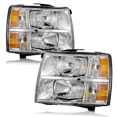 Headlights for OE Replacement Clear Lens I Chrome housing I Amber Reflector