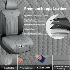 Car Seat Protector, 2 Pack Sideless Nappa Leather Seat Covers for Cars, All Seas
