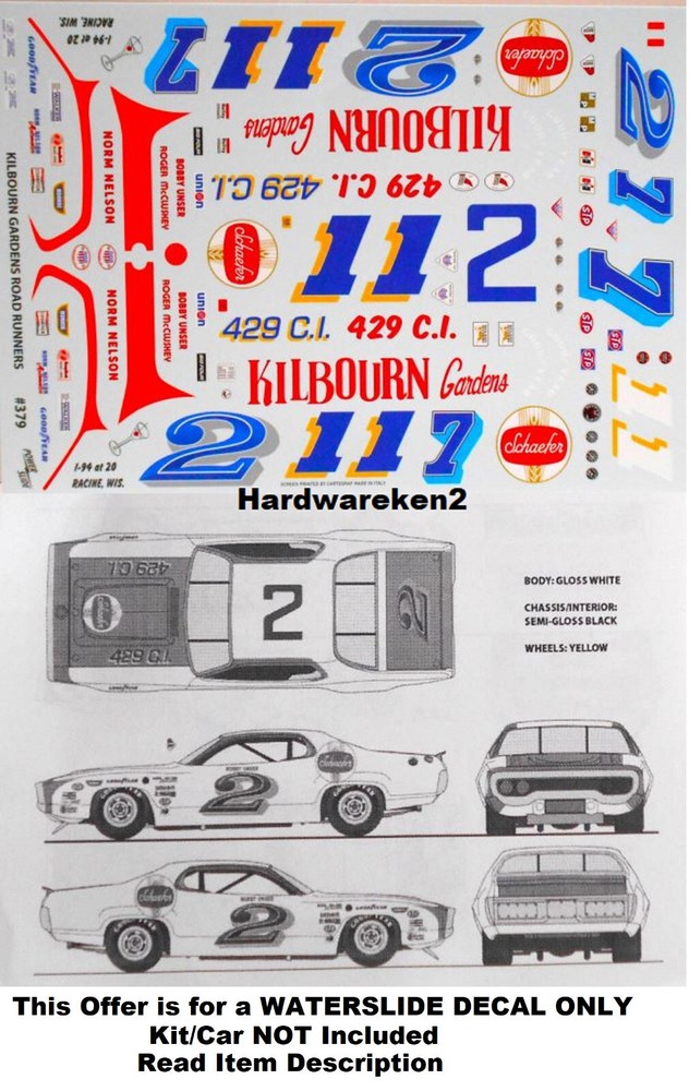 NASCAR DECAL # 2 SCHAEFER BEER 1973 PLYMOUTH BOBBY UNSER 1/25 POWERSLIDE