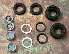 1/24 Scale: 15-inch Gasser “Steelie & ET” Wheels W/ Wide Piecrust Slicks, Resin