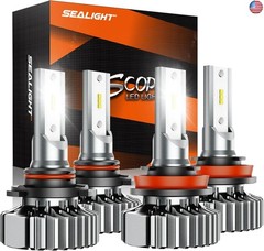SEALIGHT 9005 H11 Fog Light Bulbs, 58,000LM 6500K 8 X Brighter 9005 H11 Bulbs