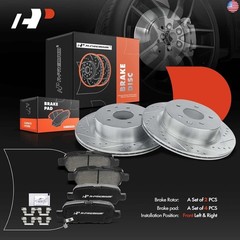 A-Premium 12.13 inch (308mm) Rear Drilled and Slotted Disc Brake Rotors +