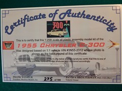 NUMBERED FIRST RUN COA 1955 CHRYSLER 300 Owner & Moebius PRESIDENT Signed KIT