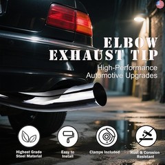 4 Inch Exhaust Elbow Tip with a Clamp, Chrome Structure,4” Inlet 5” Outlet