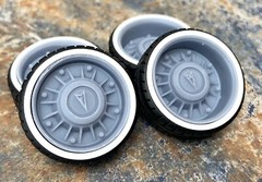 Resin 22 In. Pontiac 8-lug Restomod Wheels, W/One In. Whitewalls,1/24 1/25 Scale