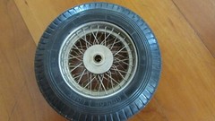 Vintage 3 wire spoke wheels and tires 1 front 3 3/4 ” diameter 2 rear 4 1/8″dia