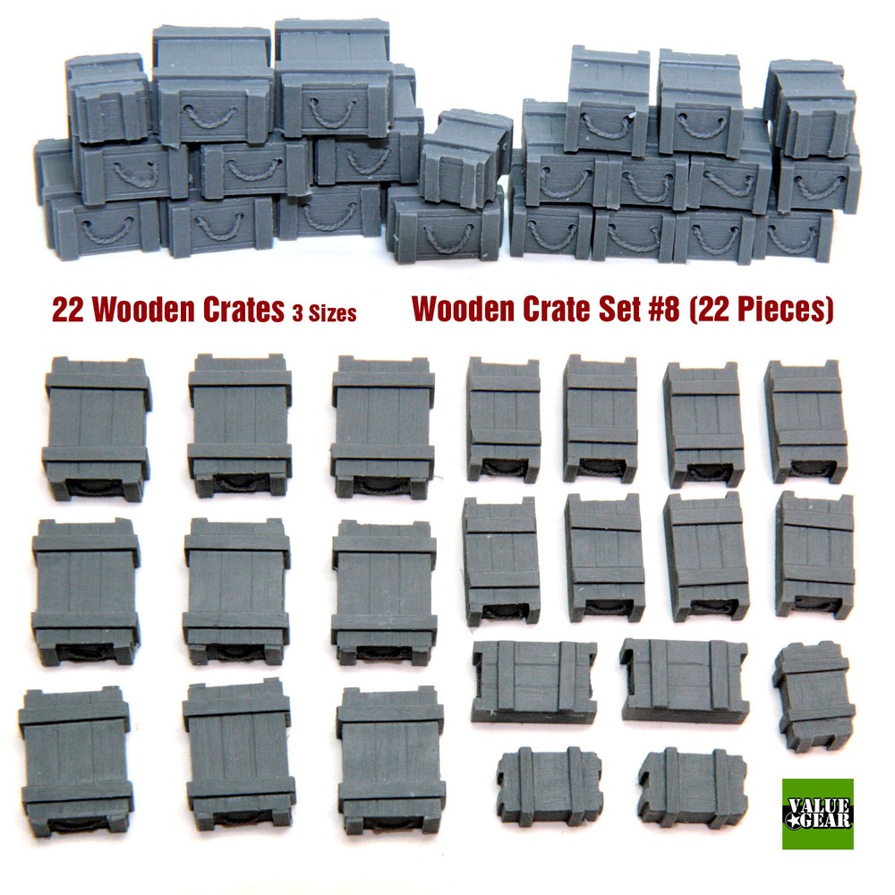 1/35 Universal Wooden Crates #8 – Value Gear Details – 22 pcs Resin Stowage
