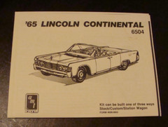 Vintage AMT Ertl Prestige 1965 Lincoln Continental Model Kit #6504 Pieces NIB