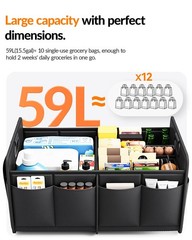 Homeve Car Trunk Organizer For Suv 15.5Gal Large Capacity No-Sag Heavy Duty