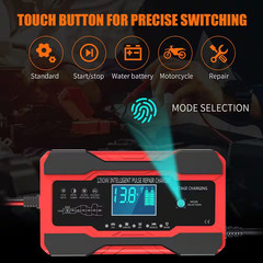 10-Amp 12V 24V Smart Car Battery Charger with LCD Desulfator Temperature Compens