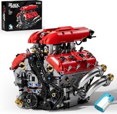 V8 Engine Model Kit – 1370PCS Interlocking Building Set with Battery & Motor