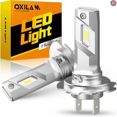 OXILAM Mini Size H7 Light Bulbs 500% Brightness 6000K White Light, No Adapter