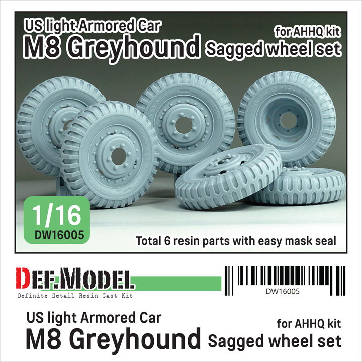 DEF 1/16 US M8 Greyhound Sagged Wheel set for Andy’s Hobby Headquarters