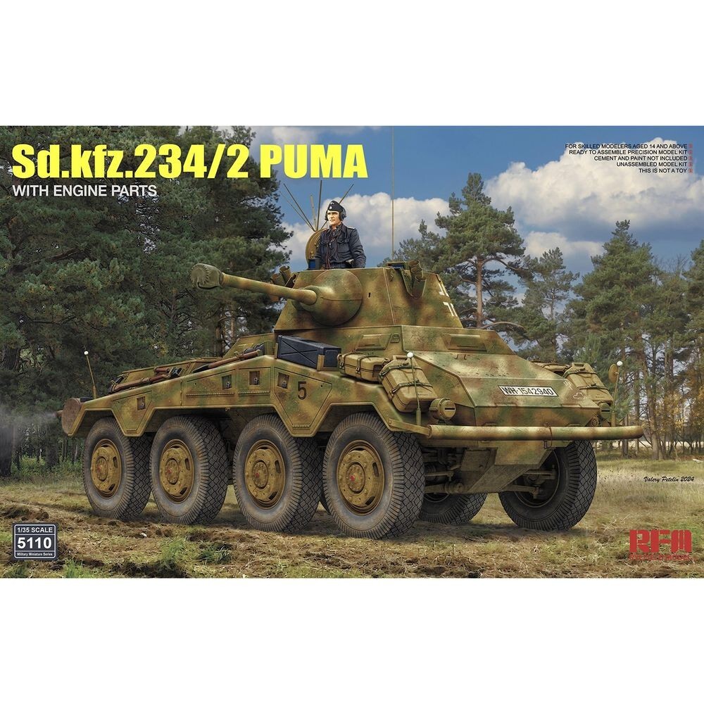 RYEFIELD MODEL RFM RM-5110 1/35 German Sd.kfz.234/2 Puma With Engine Parts