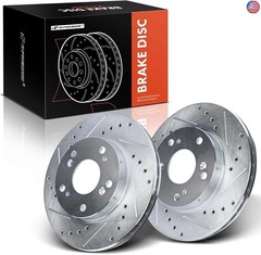 A-Premium 10.30 inch (261.5mm) Front Drilled and Slotted Disc Brake Rotors