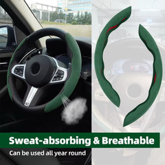 2 Pcs Snap On Car Steering Wheel Protector Cover Booster Non-Slip 15 Inces Green