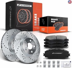 A-Premium 10.83 inch (275mm) Front Drilled and Slotted Disc Brake Rotors +