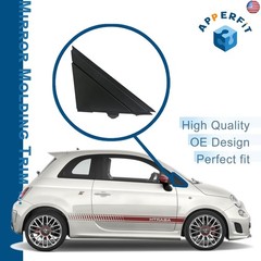APPERFiT Fiat 500 Door Mirror Flag Cover Molding (Matte Black) Left Driver