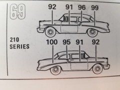 56 Chevrolet 150 & 210 FRONT FENDER TRIM for Atlantis Revell 1:25 Model Kit 1956