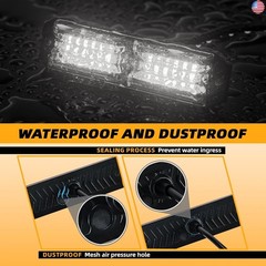 8pcs 12-LED Emergency Strobe Light Ultra Slim Grille Flashing Warning Light Kit