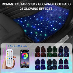 Starlight Floor Mats for Car, LED Fiber Optic Mats with App Control, Universal F