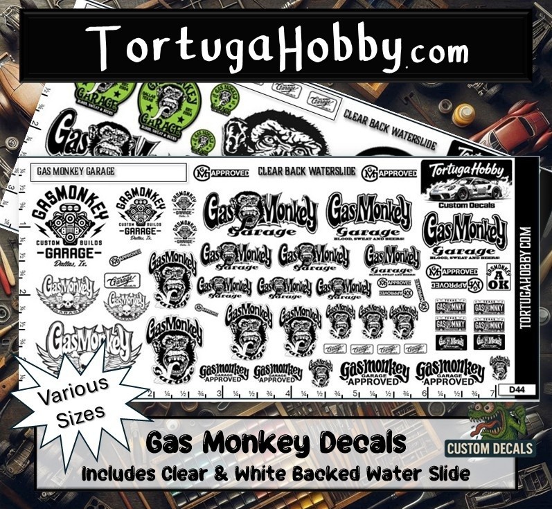 Gas Monkey Sponsorship Decals – Models, Pine Cars, Derby, R/C Water Slide
