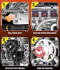 Fully Functional 770 PCS V8 Engine Model Kit with Lights & Instruction Manual