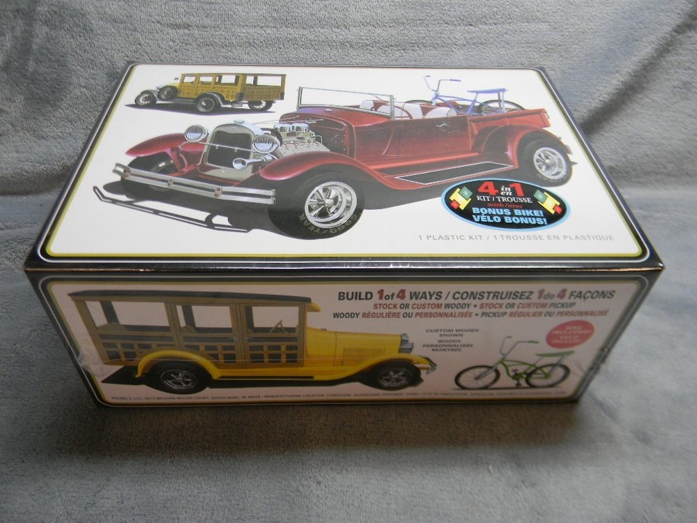 1/25 SCALE AMT 1929 FORD WOODY/PICKUP WHITE 4-IN-1 MODEL KIT W/BIKE-SEALED!