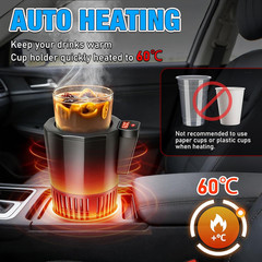 2 in 1 Auto Cooling and Heating Car Cup Holder with Insulation Lid for Car Coffe